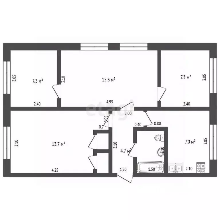 4-к кв. Московская область, Дмитров ул. Космонавтов, 24 (59.8 м) - Фото 2