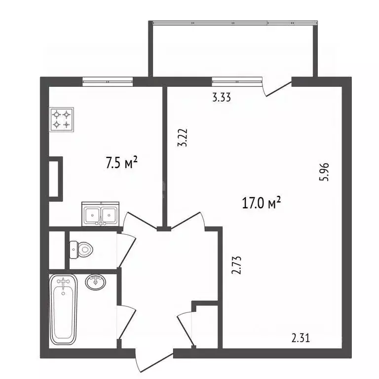 1-к кв. Санкт-Петербург просп. Науки, 44 (32.6 м) - Фото 2