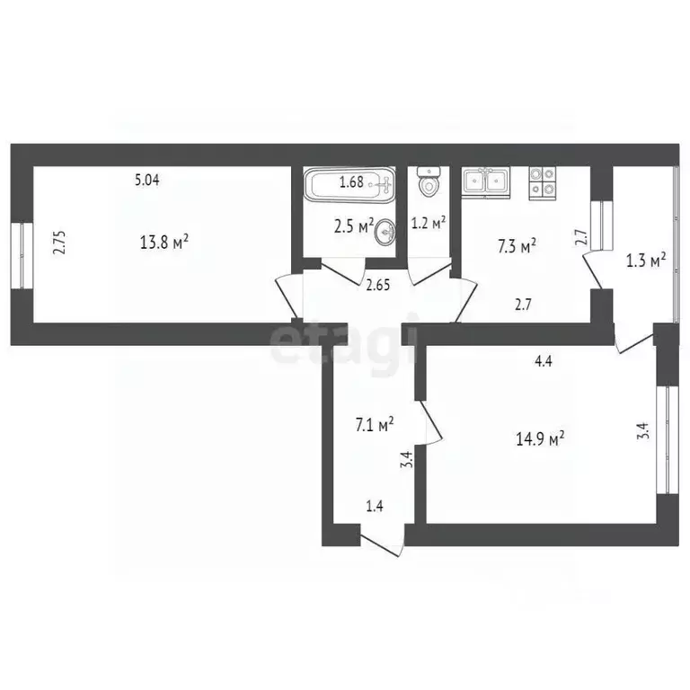 2-к кв. Мордовия, Саранск ул. Розы Люксембург, 6 (47.2 м) - Фото 1