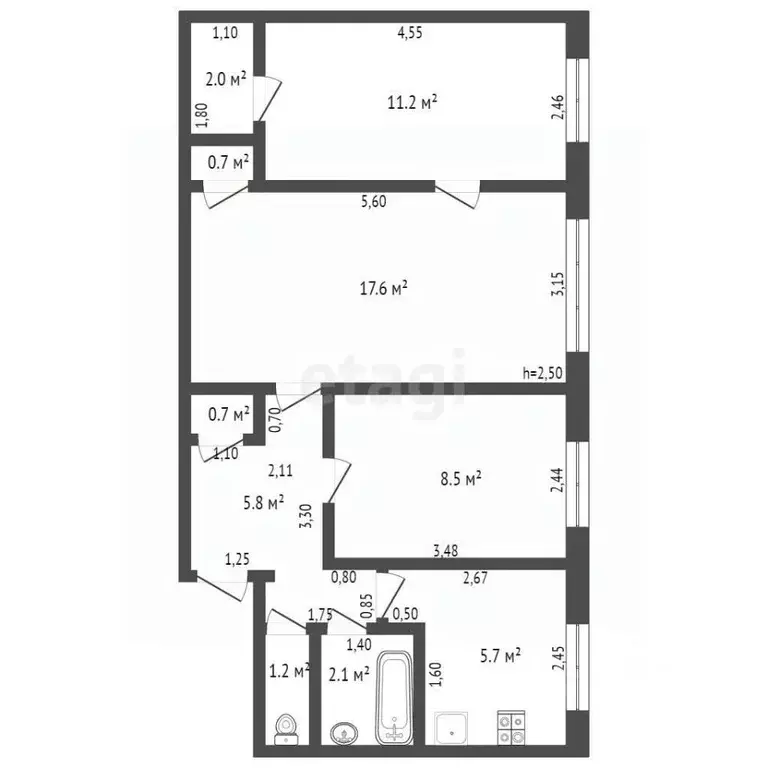 3-к кв. Брянская область, Брянск ул. Любезного, 2 (55.5 м) - Фото 1