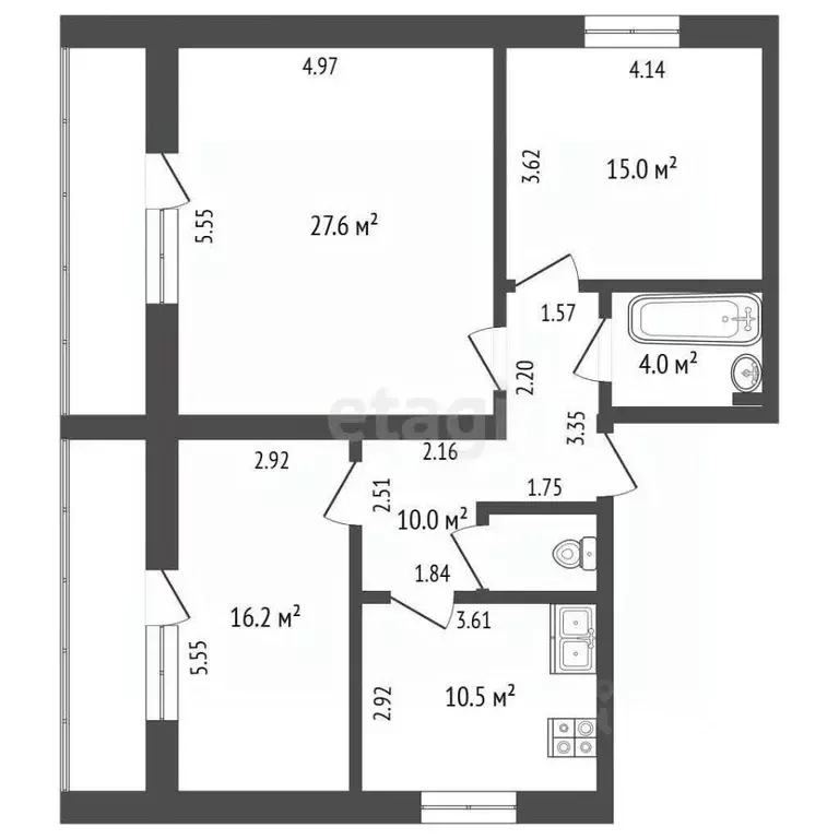 3-к кв. Ямало-Ненецкий АО, Ноябрьск ул. Муравленко, 4 (85.1 м) - Фото 2