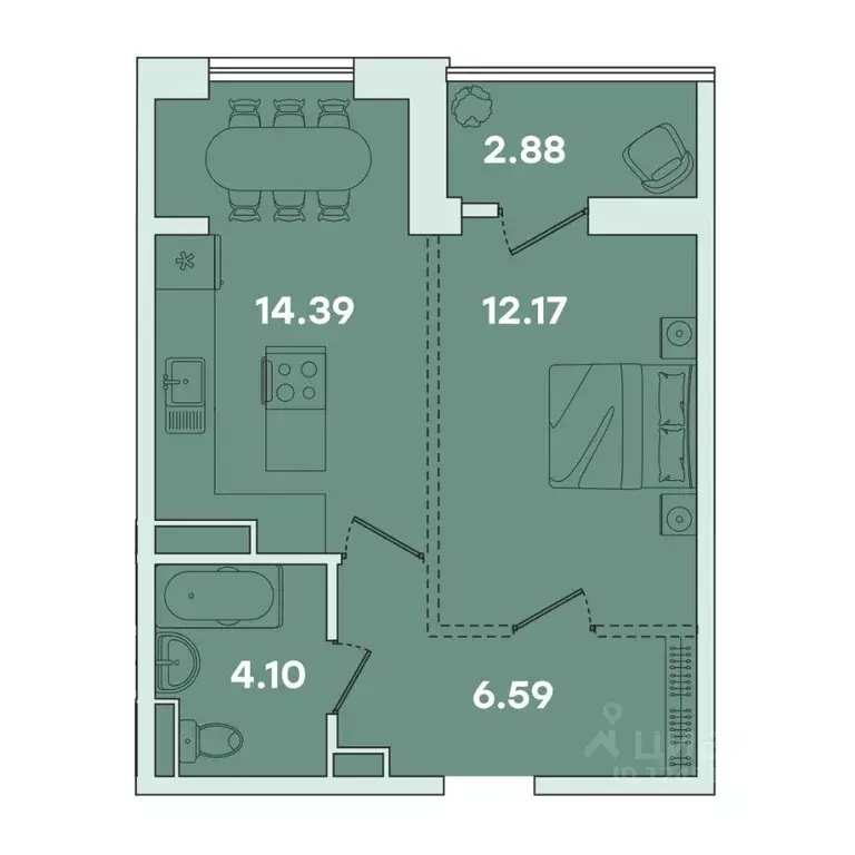 1-к кв. Иркутская область, Иркутск ул. Петрова, 16 (40.13 м) - Фото 0