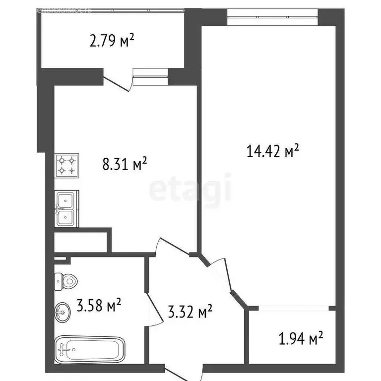 1-комнатная квартира: Бугры, Тихая улица, 1 (33.1 м) - Фото 0