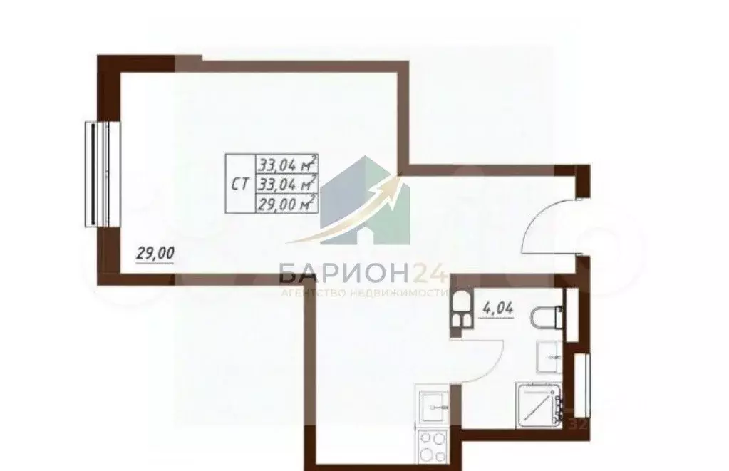 Студия Калужская область, Обнинск Белкинская ул., 36 (32.5 м) - Фото 1