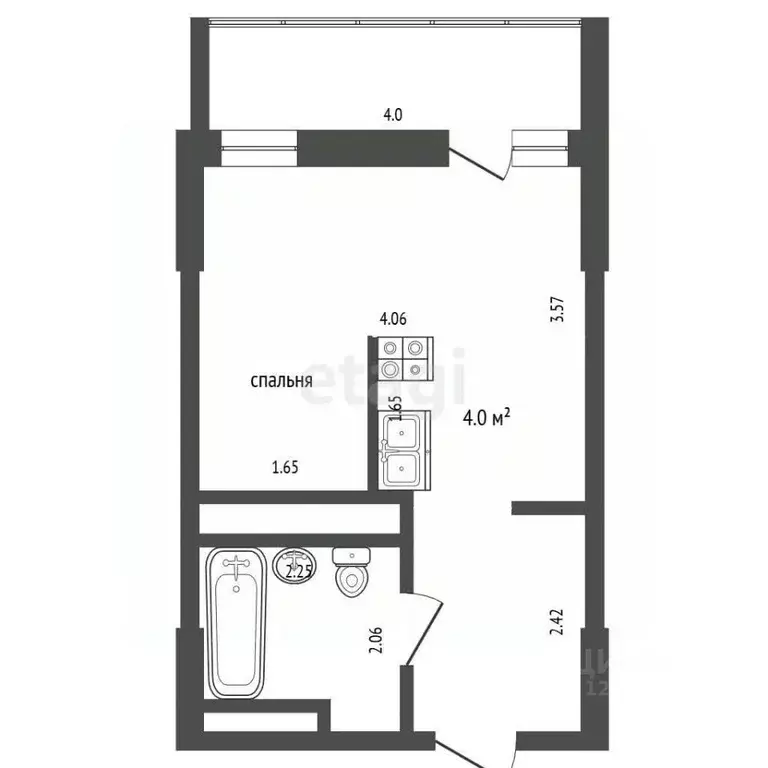 Студия Московская область, Долгопрудный Новый бул., 9к1 (24.0 м) - Фото 1