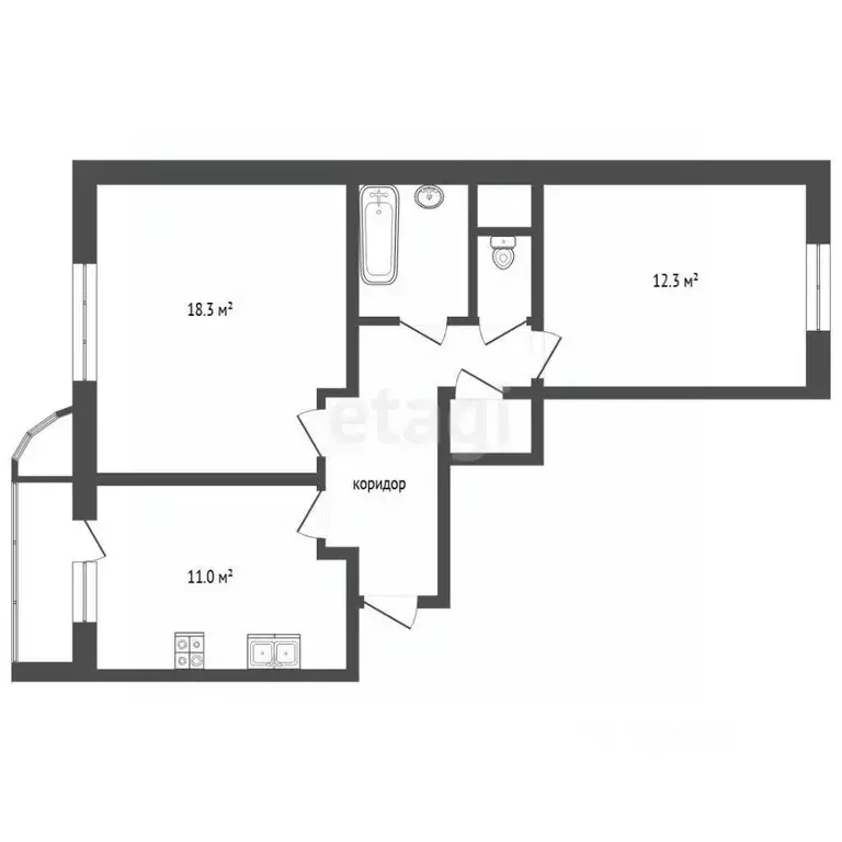 2-к кв. Московская область, Видное ул. Березовая, 10 (55.0 м) - Фото 2