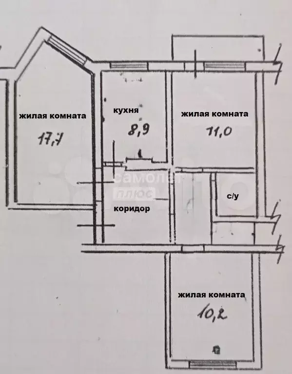 3-к. квартира, 63,1 м, 2/5 эт. - Фото 0