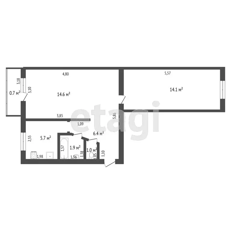 2-комнатная квартира: Чита, улица Курнатовского, 76 (43.7 м) - Фото 1