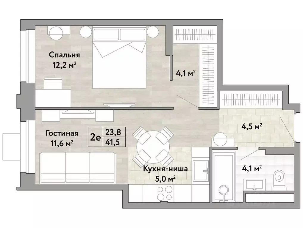 1-к кв. Москва № 174 кв-л, Новые Смыслы жилой комплекс (41.5 м) - Фото 0