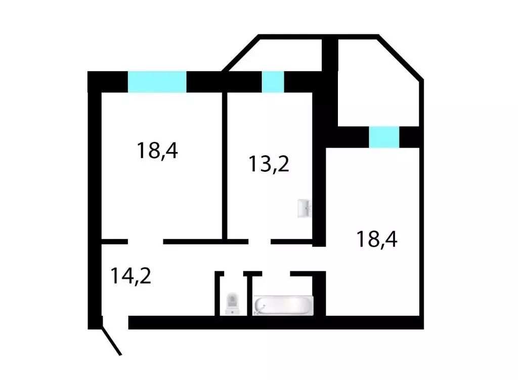 2-комнатная квартира: Воронеж, улица Владимира Невского, 36 (68.8 м) - Фото 1