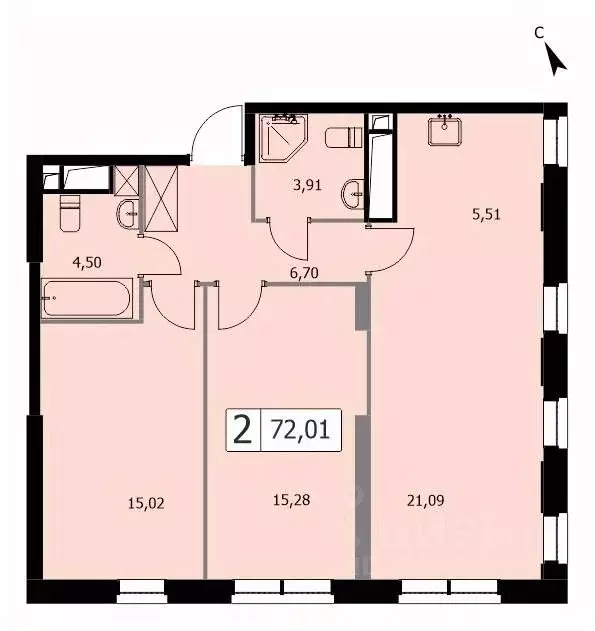 2-к кв. москва 3-я гражданская ул, 21 (72.0 м) - Фото 0