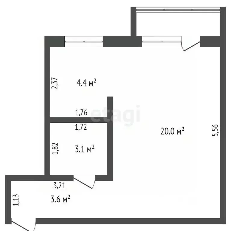 1-к кв. Кемеровская область, Кемерово ул. Сарыгина, 34 (30.5 м) - Фото 2