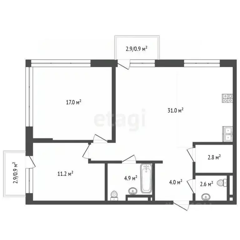 2-к кв. Москва наб. Марка Шагала, 11к3 (73.5 м) - Фото 1