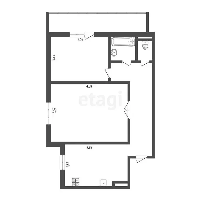 2-комнатная квартира: Омск, улица Дианова, 21 (52 м) - Фото 1