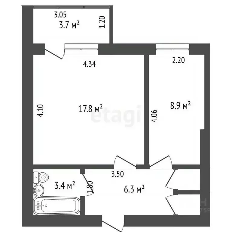 1-к кв. Саха (Якутия), Якутск ул. Ярославского, 19 (37.8 м) - Фото 2