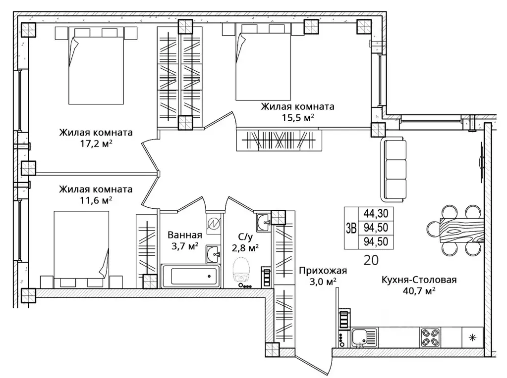 3-к кв. Псковская область, Псковский район, Завеличенская волость, д. ... - Фото 1