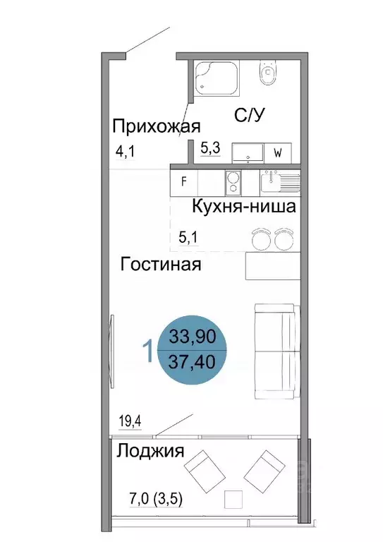 1-к кв. Крым, Керчь Белый город жилой комплекс (37.4 м) - Фото 0