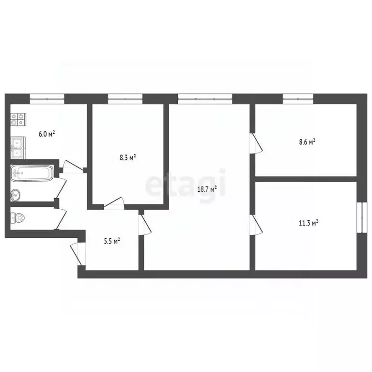 4-к кв. Томская область, Томск тракт Иркутский, 104А (62.0 м) - Фото 2