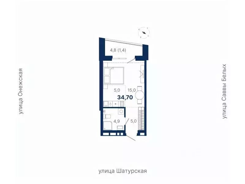 Студия Свердловская область, Екатеринбург ул. Шатурская (34.7 м) - Фото 0