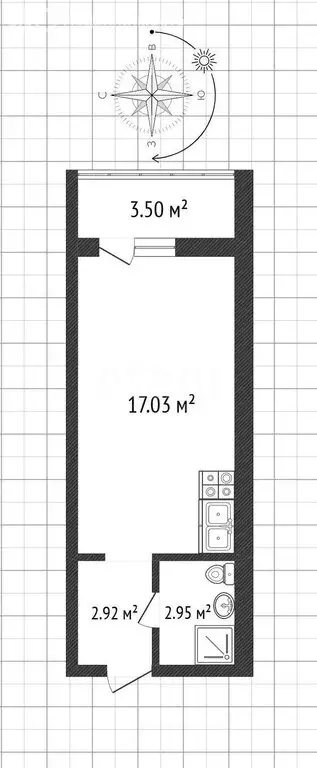 Квартира-студия: Саратов, улица имени Николая Чихарева, 10 (26.4 м) - Фото 1