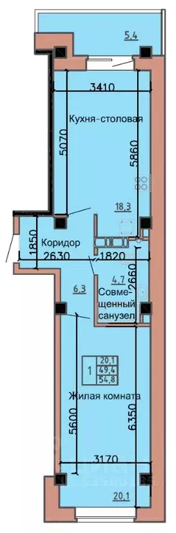 1-к кв. Хакасия, Абакан ул. Ленинского Комсомола, 24/1 (52.1 м) - Фото 1