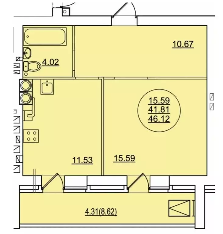 1-комнатная квартира: Йошкар-Ола, улица Карла Либкнехта, 100 (46.12 м) - Фото 1