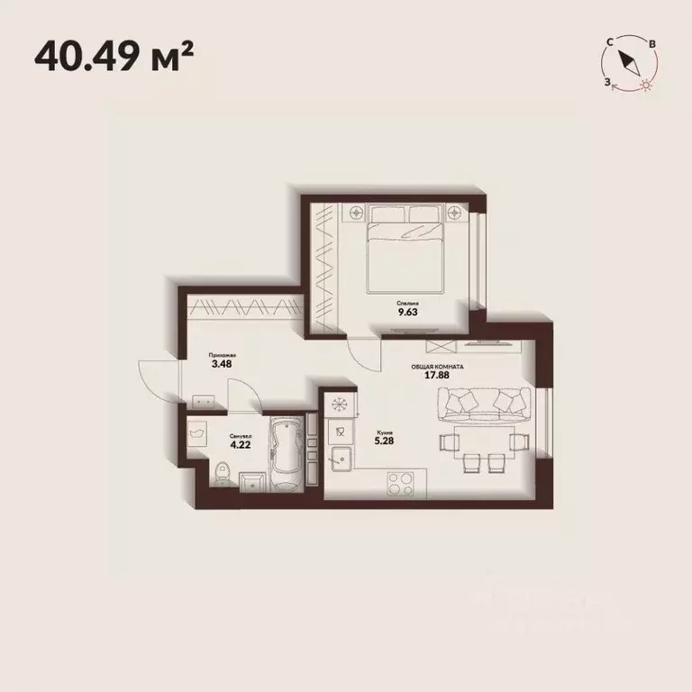 1-к кв. Приморский край, Владивосток Каскада жилой комплекс (40.49 м) - Фото 0