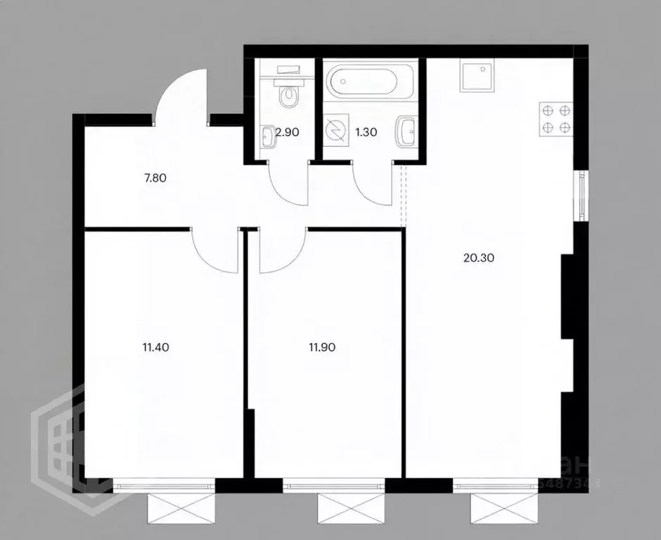 2-к кв. Москва Варшавское ш., 280к3 (55.6 м) - Фото 2