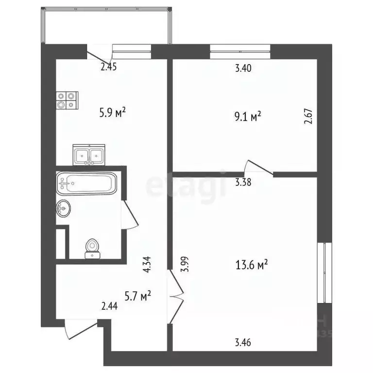 2-к кв. Москва ул. Каховка, 35К1 (40.0 м) - Фото 1