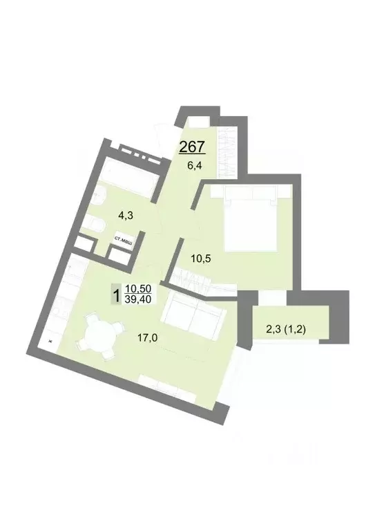 1-к кв. Свердловская область, Екатеринбург ул. Металлургов, 63/1 (39.4 ... - Фото 1