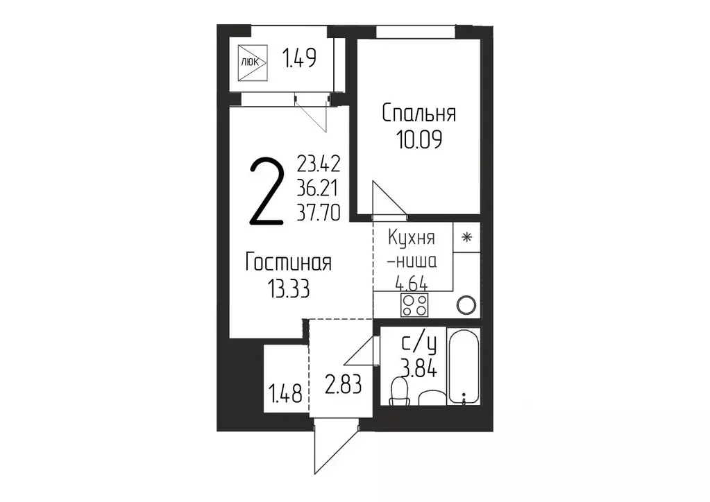 1-к кв. Башкортостан, Уфа ул. Бородинская, 19/1 (37.7 м) - Фото 0