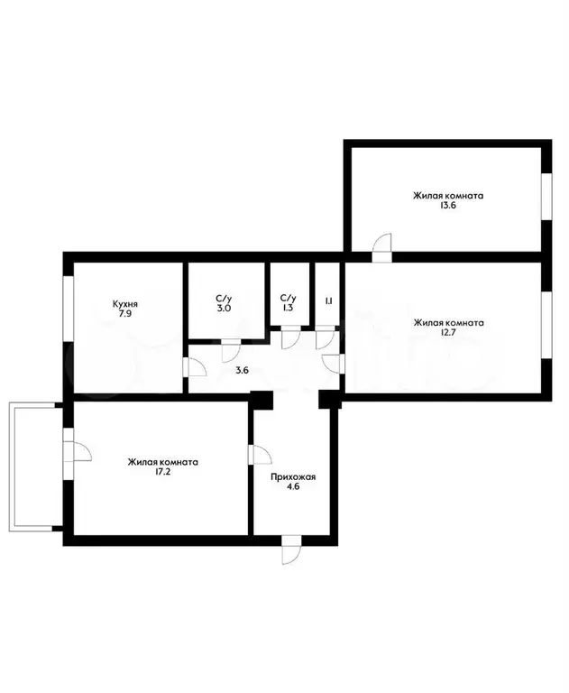 3-к. квартира, 69 м, 2/5 эт. - Фото 0