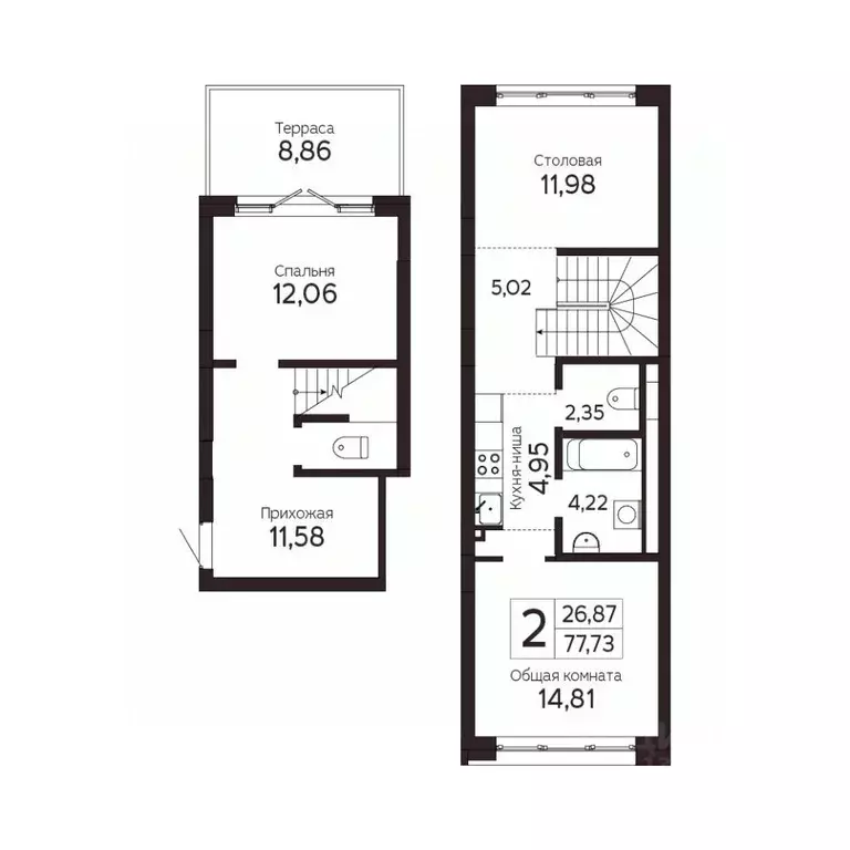 2-к кв. Томская область, Томск Комсомольский просп., 48Б (73.28 м) - Фото 0