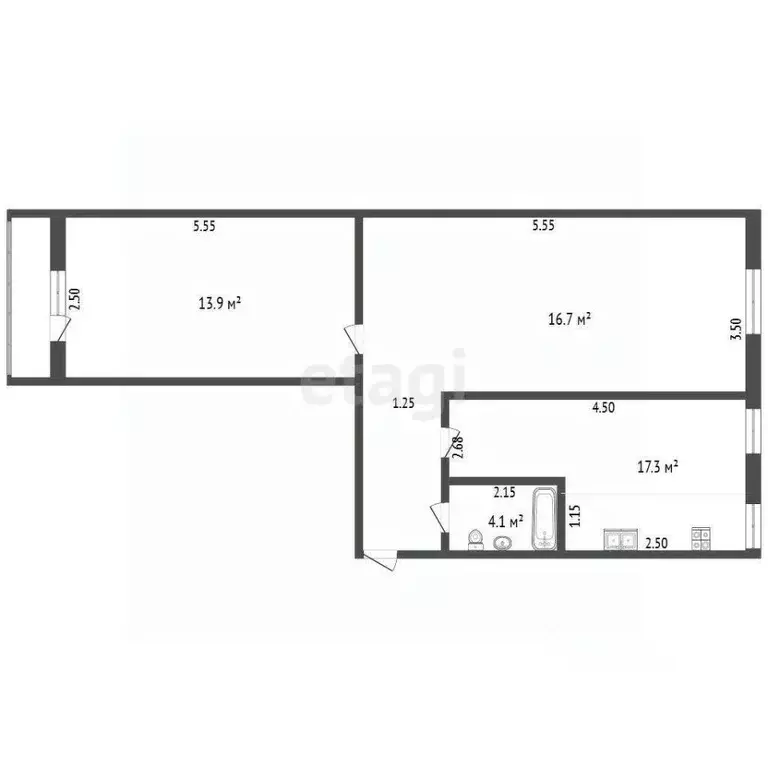 3-к кв. Крым, Симферополь ул. Киевская (58.7 м) - Фото 2