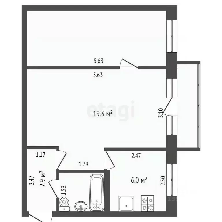 2-к кв. Тюменская область, Тюмень Фабричная ул., 17 (45.2 м) - Фото 2