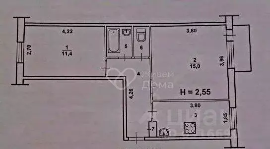 2-к кв. Волгоградская область, Волжский ул. Имени генерала Карбышева, ... - Фото 2