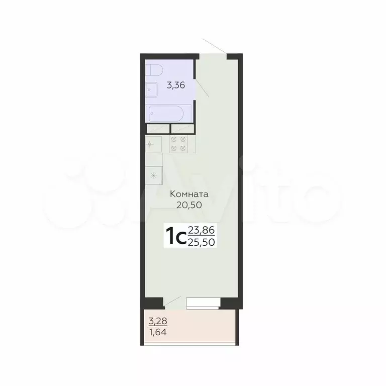 Квартира-студия, 25,5 м, 6/18 эт. - Фото 0