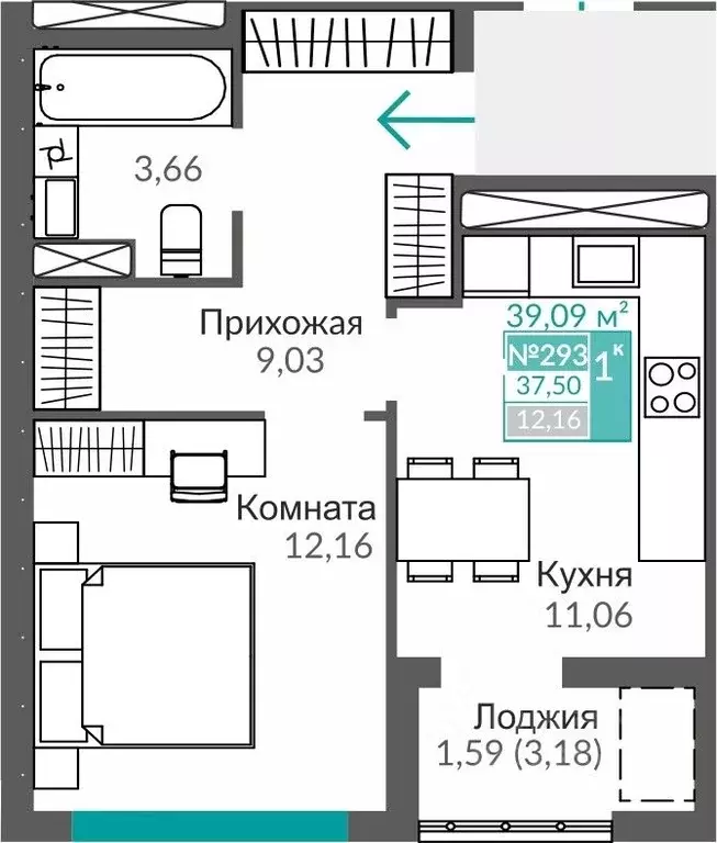 1-к кв. Крым, Симферополь Крымская роза мкр,  (37.5 м) - Фото 0