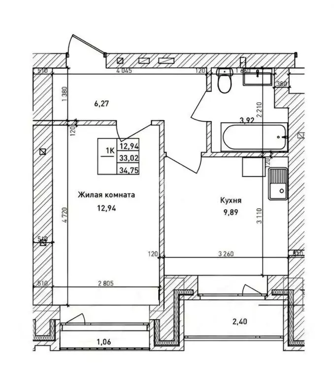 1-комнатная квартира: Новосибирск, Комсомольский проспект, 6 (33 м) - Фото 1