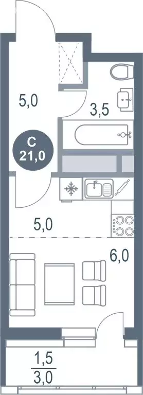 Квартира-студия: Котельники, микрорайон Новые Котельники, 11 (21 м) - Фото 1