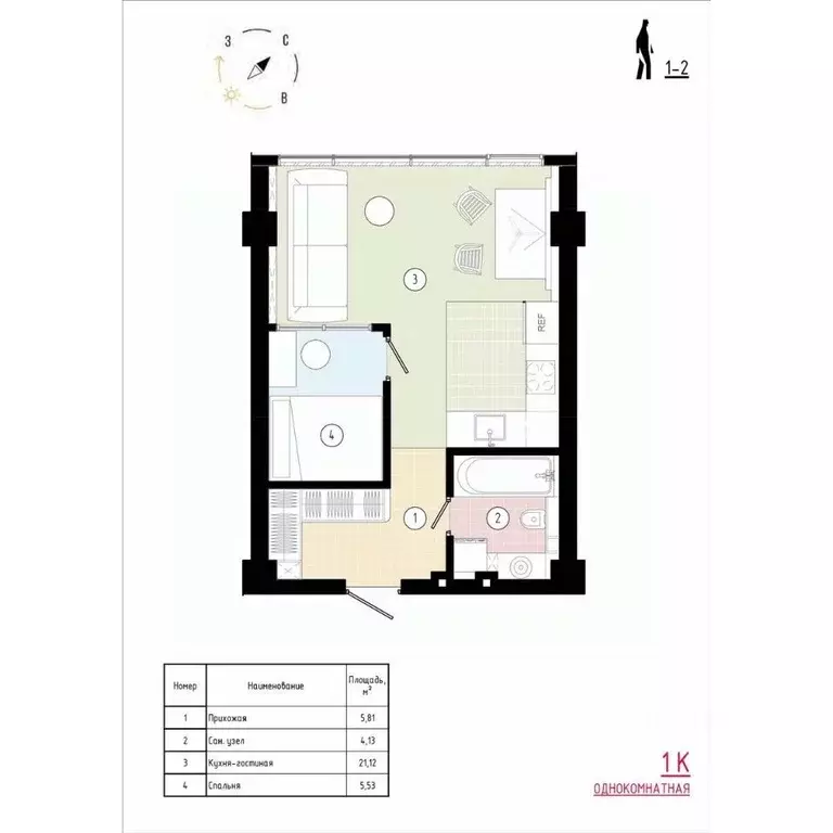 1-к кв. Приморский край, Владивосток Острогорный жилой комплекс (37.26 ... - Фото 1