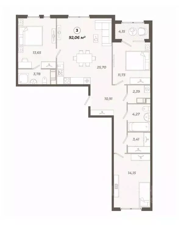 3-к кв. Санкт-Петербург ул. Коли Томчака, 21Д (92.06 м) - Фото 0