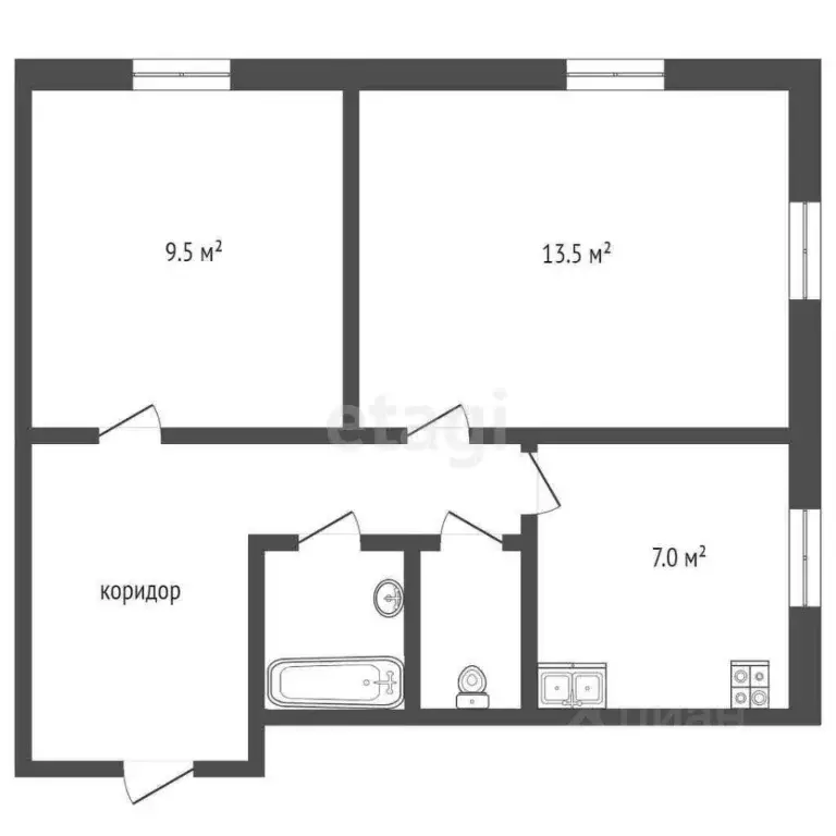 2-к кв. Московская область, Клин Спортивная ул., 17/2 (40.5 м) - Фото 2