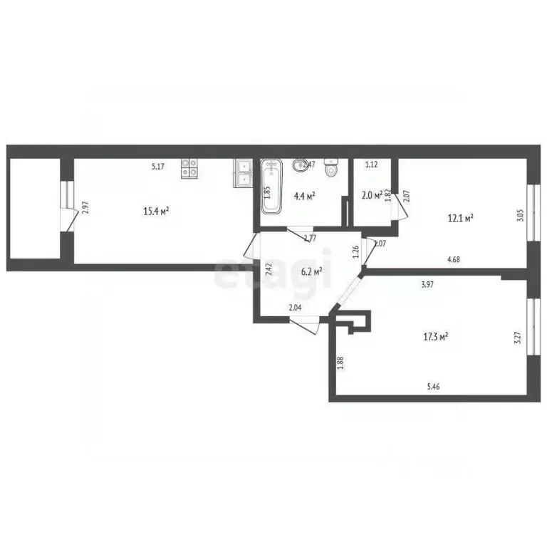 2-к кв. Крым, Евпатория ул. 60 лет ВЛКСМ, 31/3 (57.4 м) - Фото 2