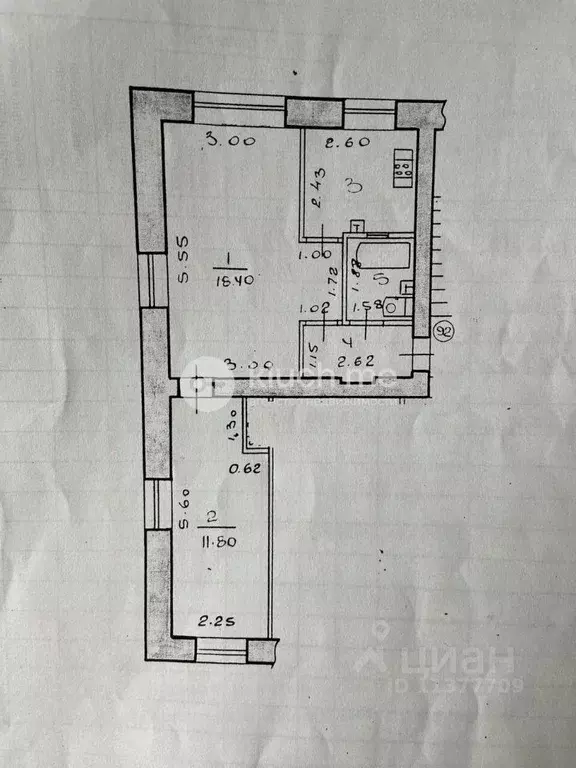 2-к кв. Татарстан, Казань ул. Гагарина, 14 (42.0 м) - Фото 1