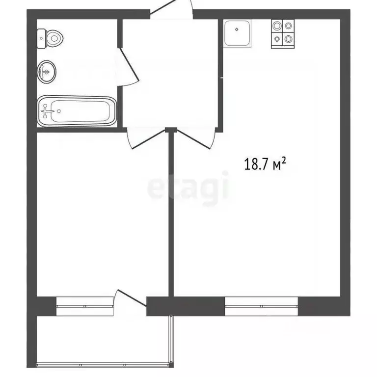 1-к кв. Ростовская область, Аксай ул. Карла Либкнехта, 112 (48.8 м) - Фото 2