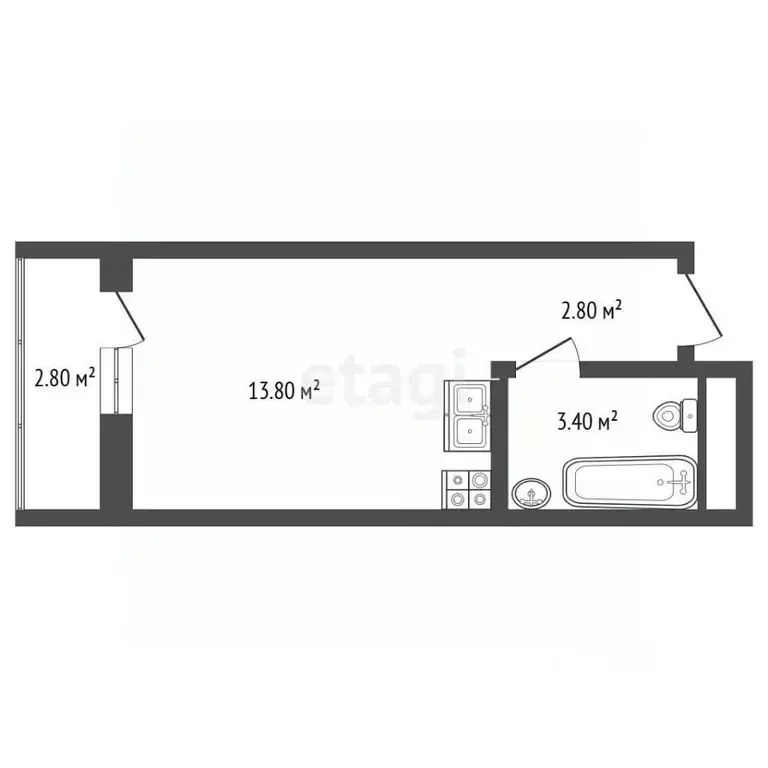 Студия Ростовская область, Ростов-на-Дону ул. Назарько, 3 (21.4 м) - Фото 2