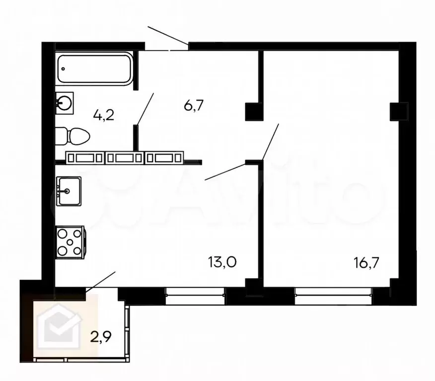 1-к. квартира, 43,5 м, 5/9 эт. - Фото 0