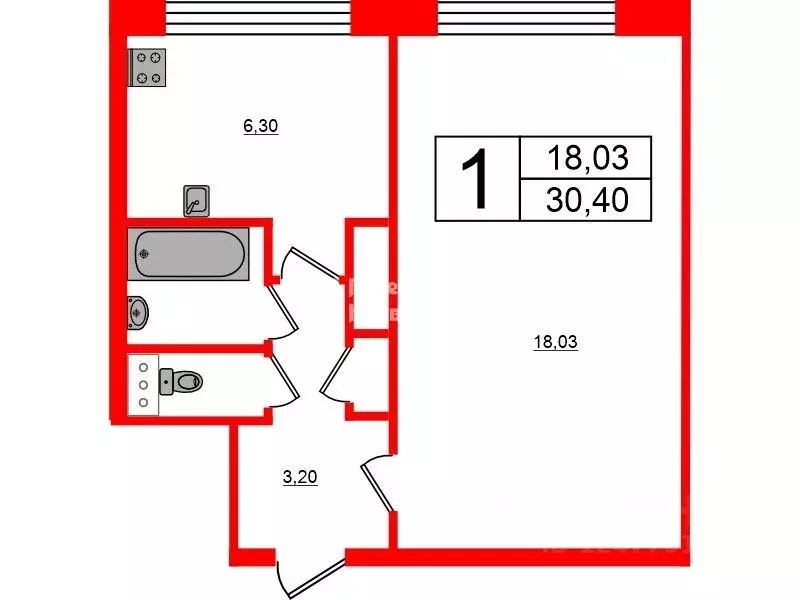 1-к кв. Санкт-Петербург Лужская ул., 14К1 (30.4 м) - Фото 1