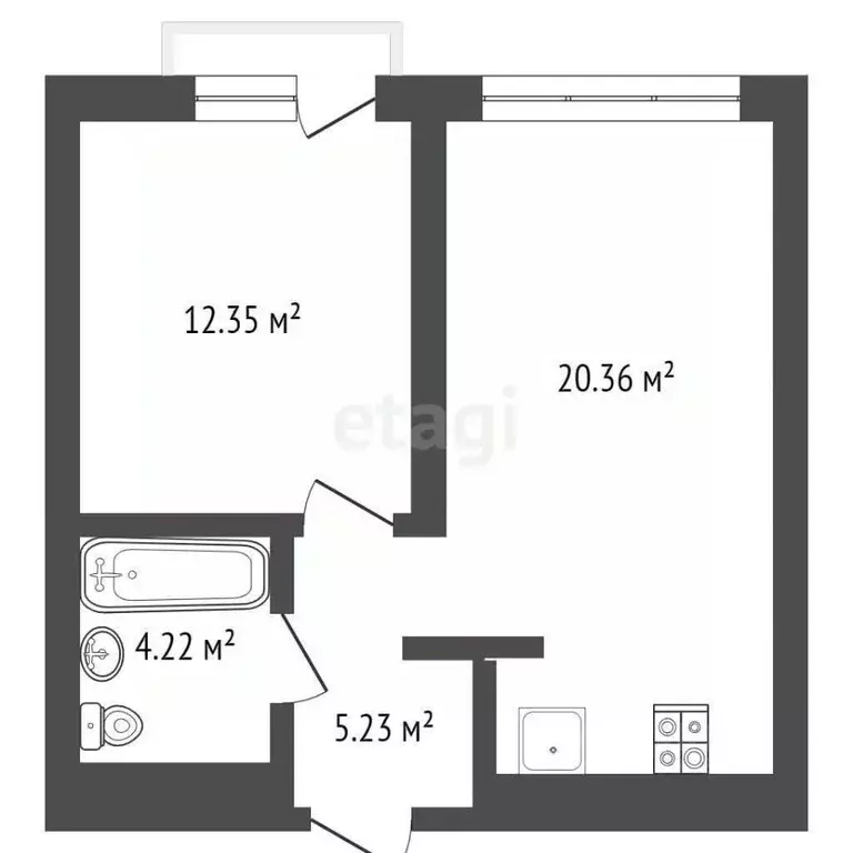 1-к кв. Тюменская область, Тюмень ДОК мкр, ул. Воронинская, 45 (42.0 ... - Фото 0